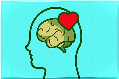 Drawing of head where heart and brain stand next to each other