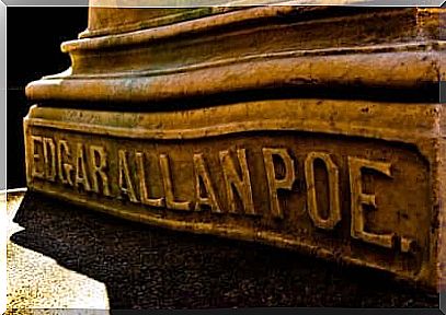 Edgar Allan Poe's name carved in stone.