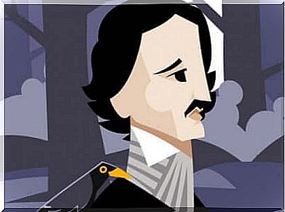 A cartoon image of Edgar Allan Poe.