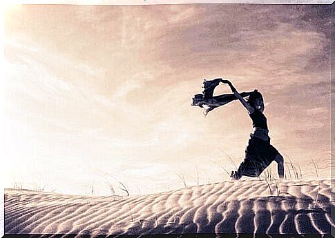 Woman running in the desert