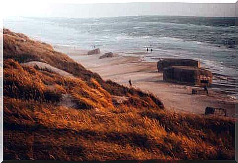 Bunkers on the beach.